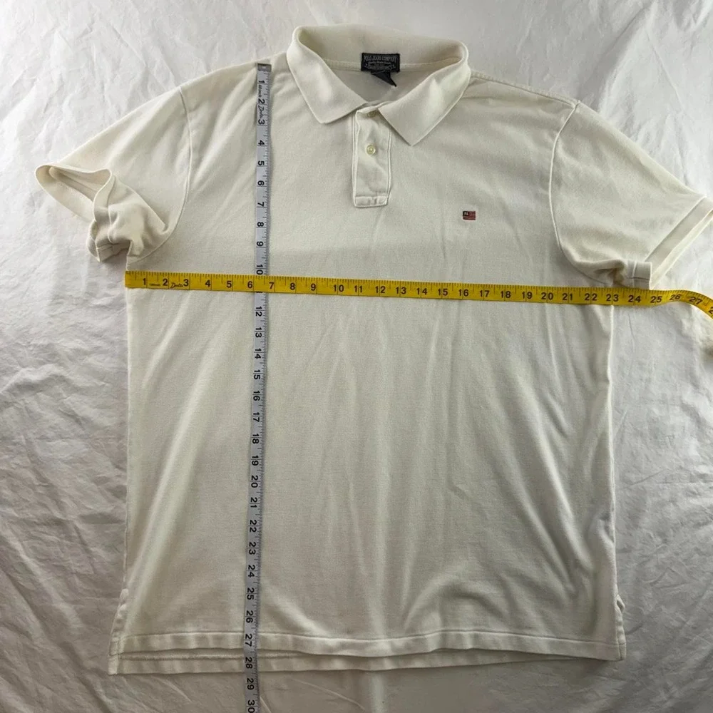Polo Ralph Lauren White American Flag Logo Polo Shirt Mens XL Preppy Old Money